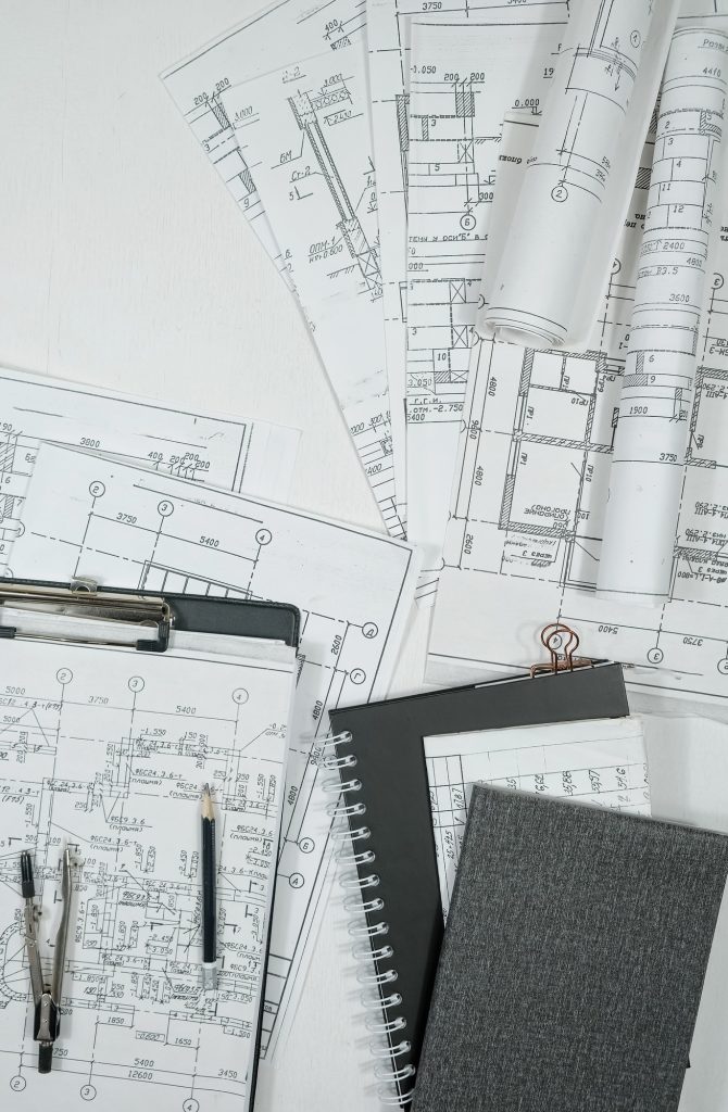 architect design working drawing sketch plans blueprints and making architectural